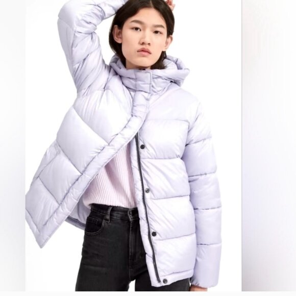 Everlane Renew puffer  double sided zipper hooded lavender coat/jacket S pockets - Picture 1 of 15